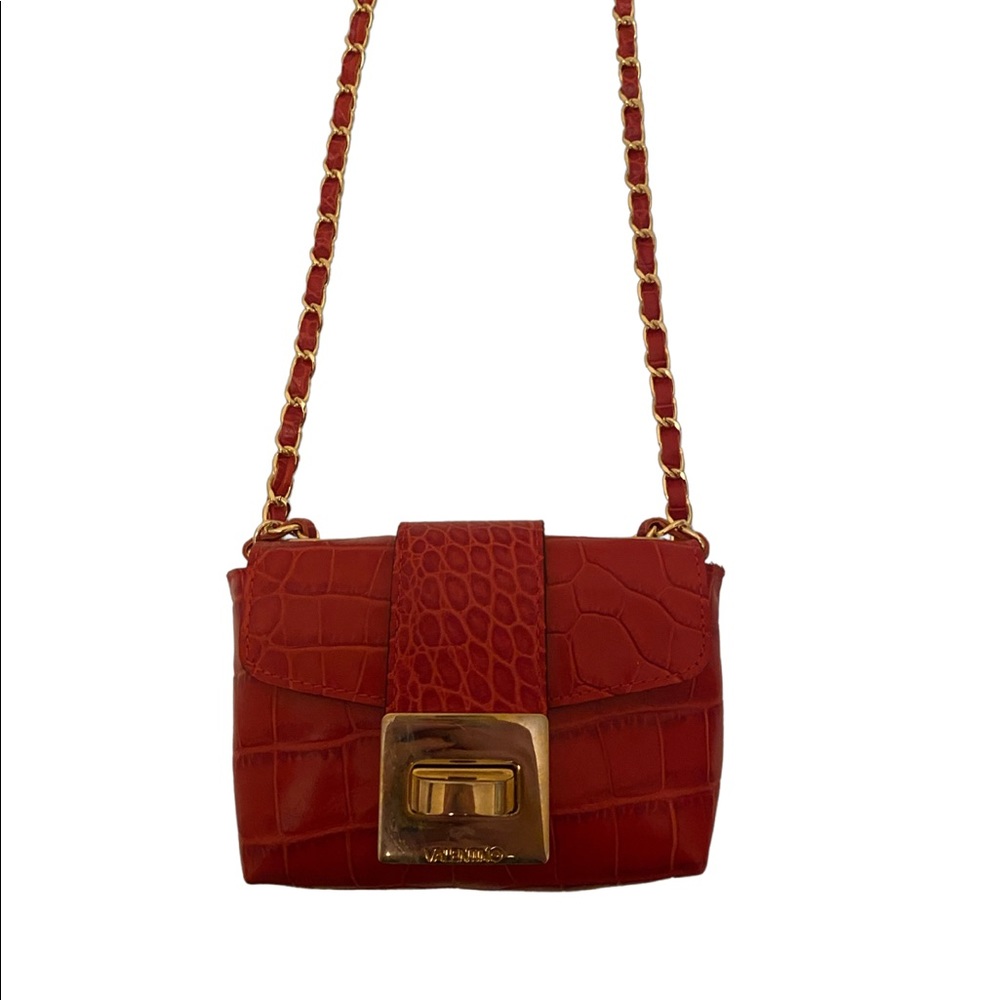 Red Croc Skin Leather Valentino Bag